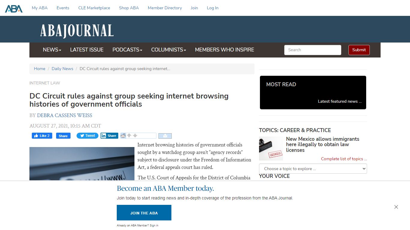 DC Circuit rules against group seeking internet browsing histories of ...